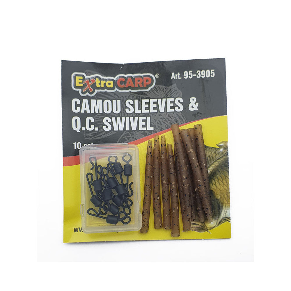 Extra Carp CAMOU SLEEVES & Q.C. SWIVELS / 10 sets