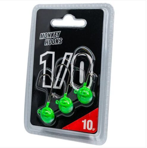 Monkey Lures Džiggalvas Monkey Hooks 1/0 Green - White Produkts