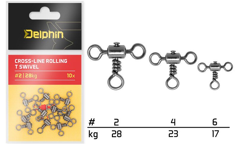 Delphin Cross-line rolling T swivel / 10 pcs