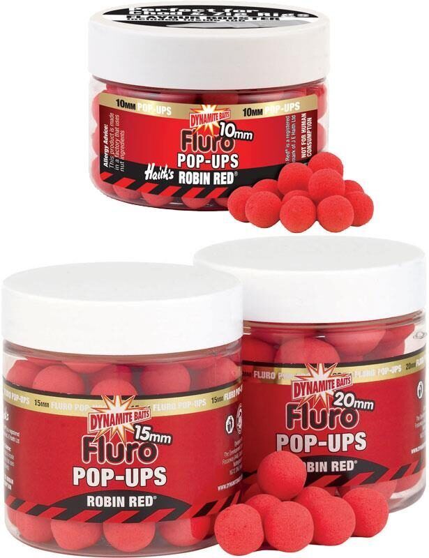 Dynamite Baits Robin Red Fluro Pop Ups 15mm un 10mm