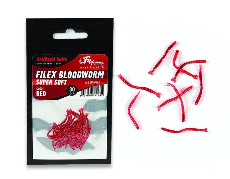 FILEX ARTIFICIAL BLOODWORM / 30 pcs Sarkans