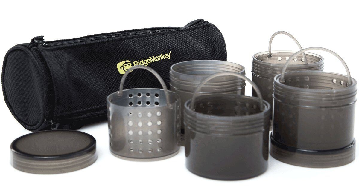 Ridge Monkey Modular Hookbait Pots, Ēsmas trauciņi kompaktā somiņā