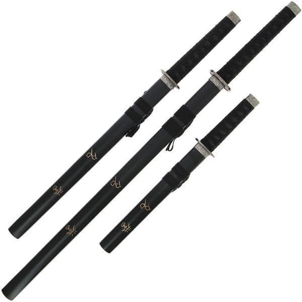 3gab. Samuraju zobenu/katanu komplekts ar koka statīvu