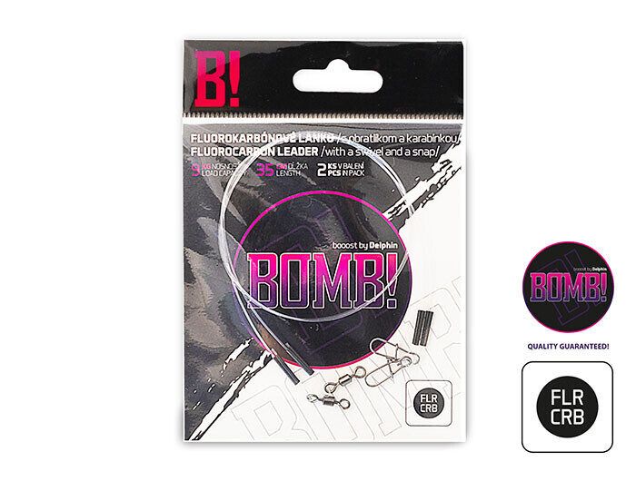 Flurokarbona Pavadiņa Delphin BOMB! / Delphin Fluorocarbon wire BOMB! w. swivel and snap hook