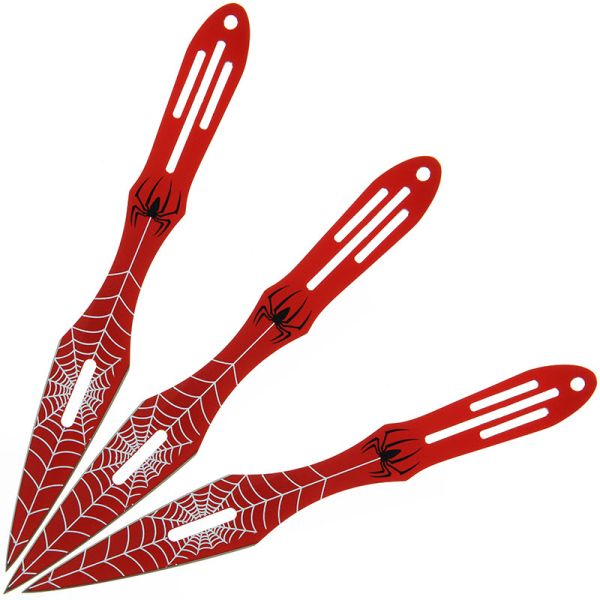 Anglo Arms Set of 3 Spider Style Throwing Knives, Metamie naži Spider man 3gab sarkani