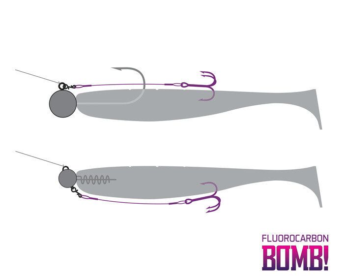 Delphin BOMB! Twisto RIGS Fluorocarbon / 3pcs / Flurokarbona gatavā pavada ar vienu trīsžubura āķi / Stingeris