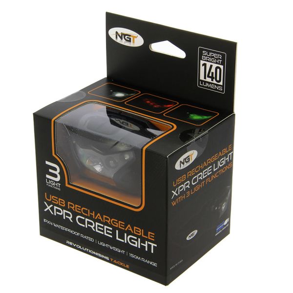 XPR Cree Galvas lampa 140Lm ar usb lādējamo un sarkano/zaļo gaismu