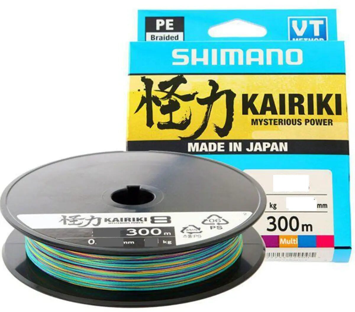 SHIMANO Kairiki 4 - 300m Multi Color, Daudzkrāsaina pītā 4 dzīslu aukla - Dažādi izmēri