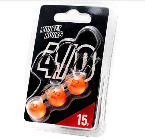 Džiggalvas Monkey Hooks 4/0 Orange - Yellow