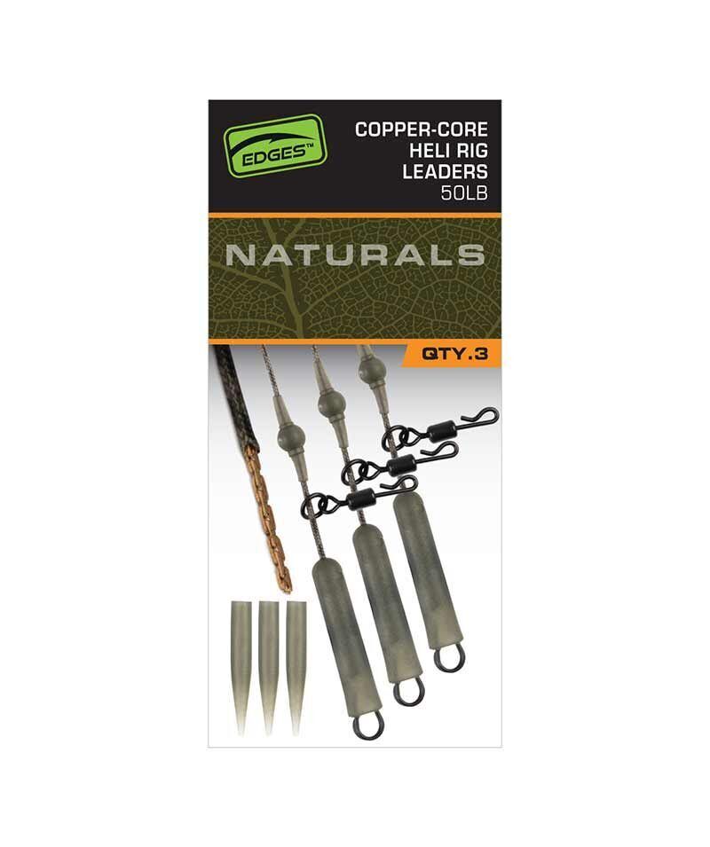 Edges Naturals Copper-Core Heli Rig Leaders x3