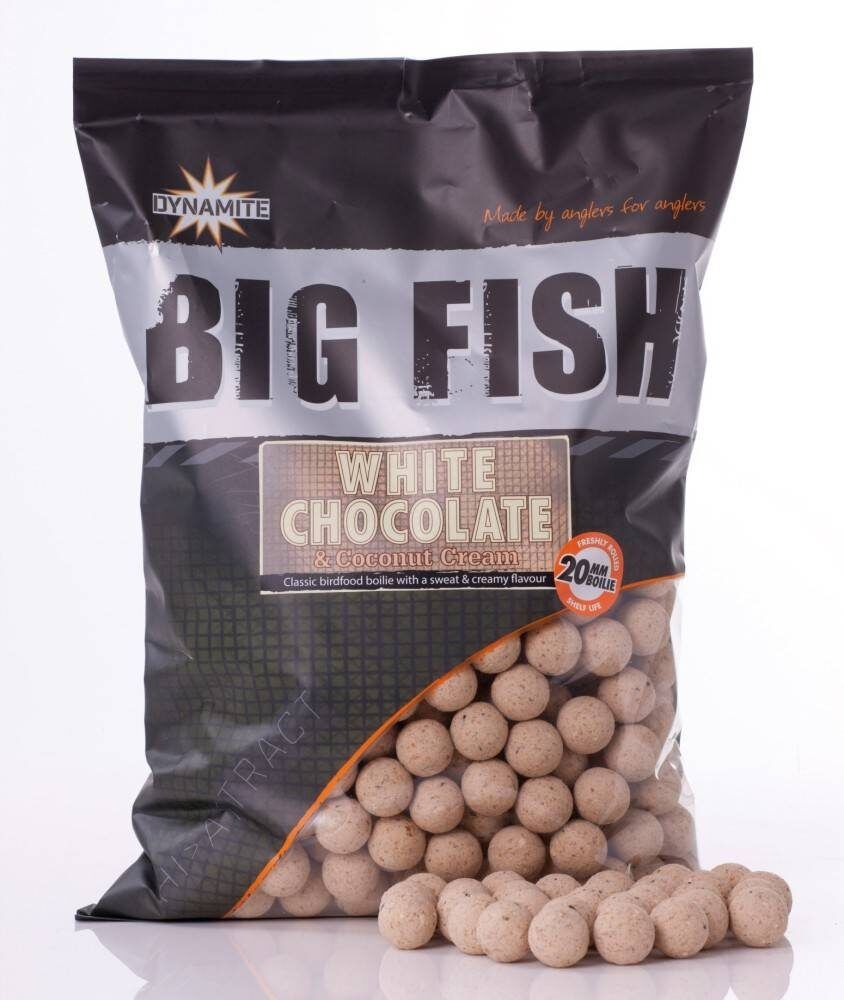 Dynamite 20mm White Chocolate & Coconut Cream Boilies - Baltā šokolādes un kokosriekstu krēma boilas 1.8kg