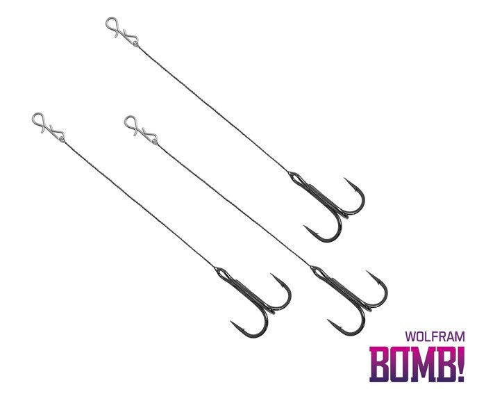 Delphin BOMB! Twisto RIGS Wolfram / 3pcs / Gatavās pavadas ar vienu trīsžuburu āķi / Stingers