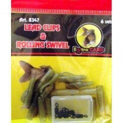 LEAD CLIPS & ROLLING SWIVEL 6 sets EXC