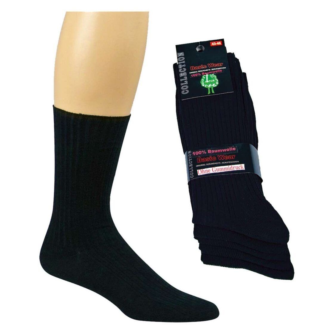 Darba zeķes bez elastīgās apdrukas, 100 % kokvilna, melnas , Socks 4 Fun