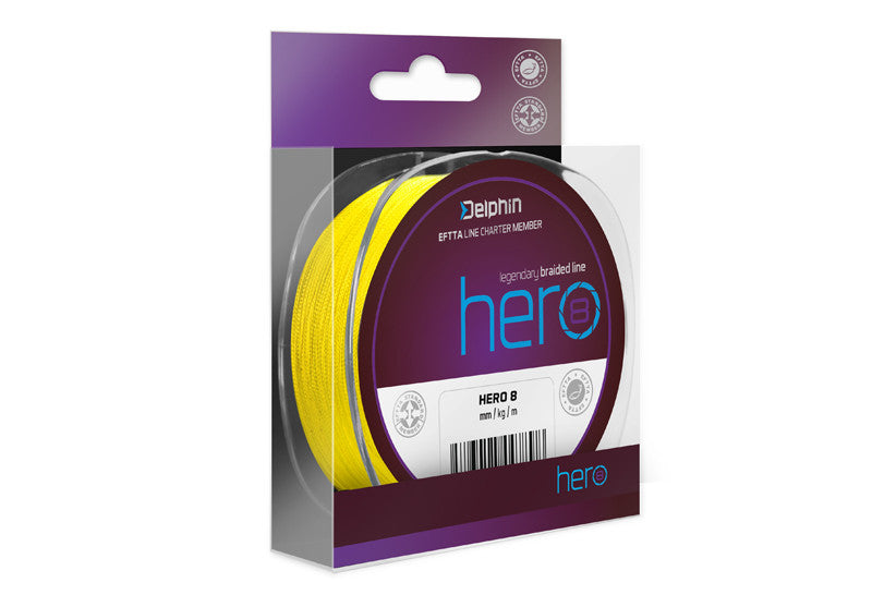 Pītā aukla Delphin HERO 8 fluo yellow