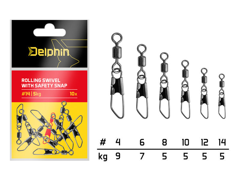 Sakabes Delphin Rolling swivel with a safety snap / 10 pcs