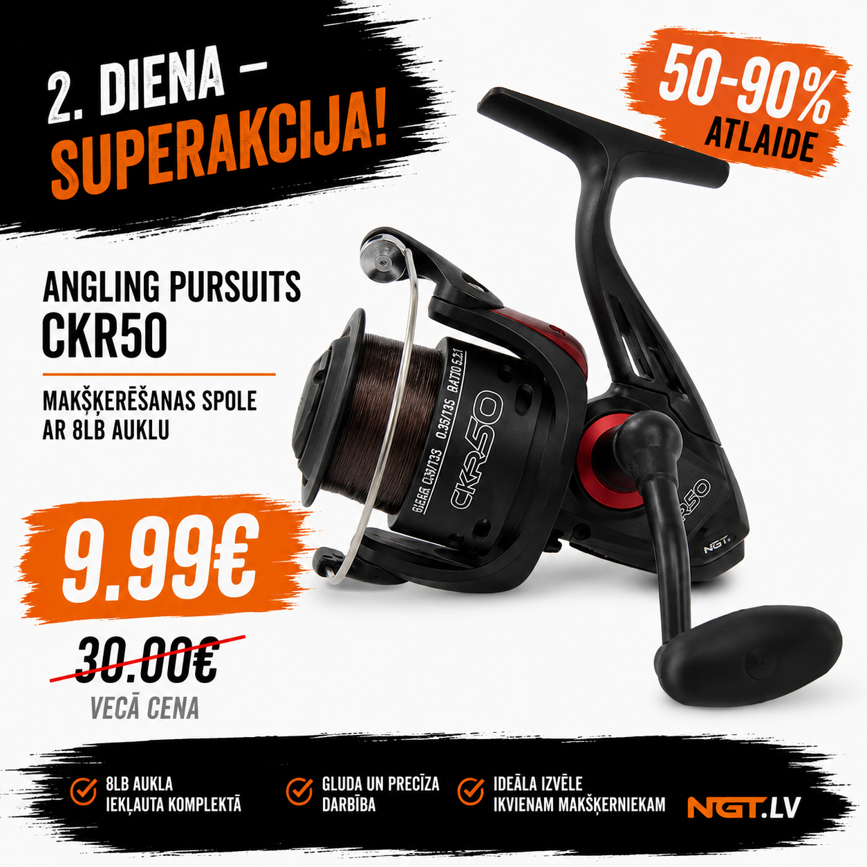 Spole NGT Angling Pursuits CKR50 ar 8Lb auklu