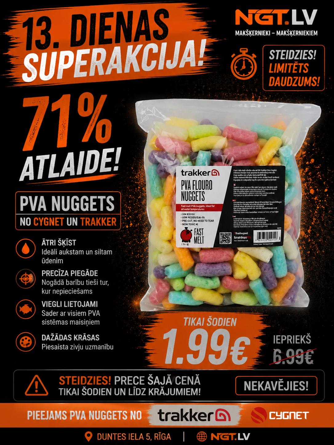 Nageti TRAKKER PVA FLOURO NUGGETS / FAST MELT