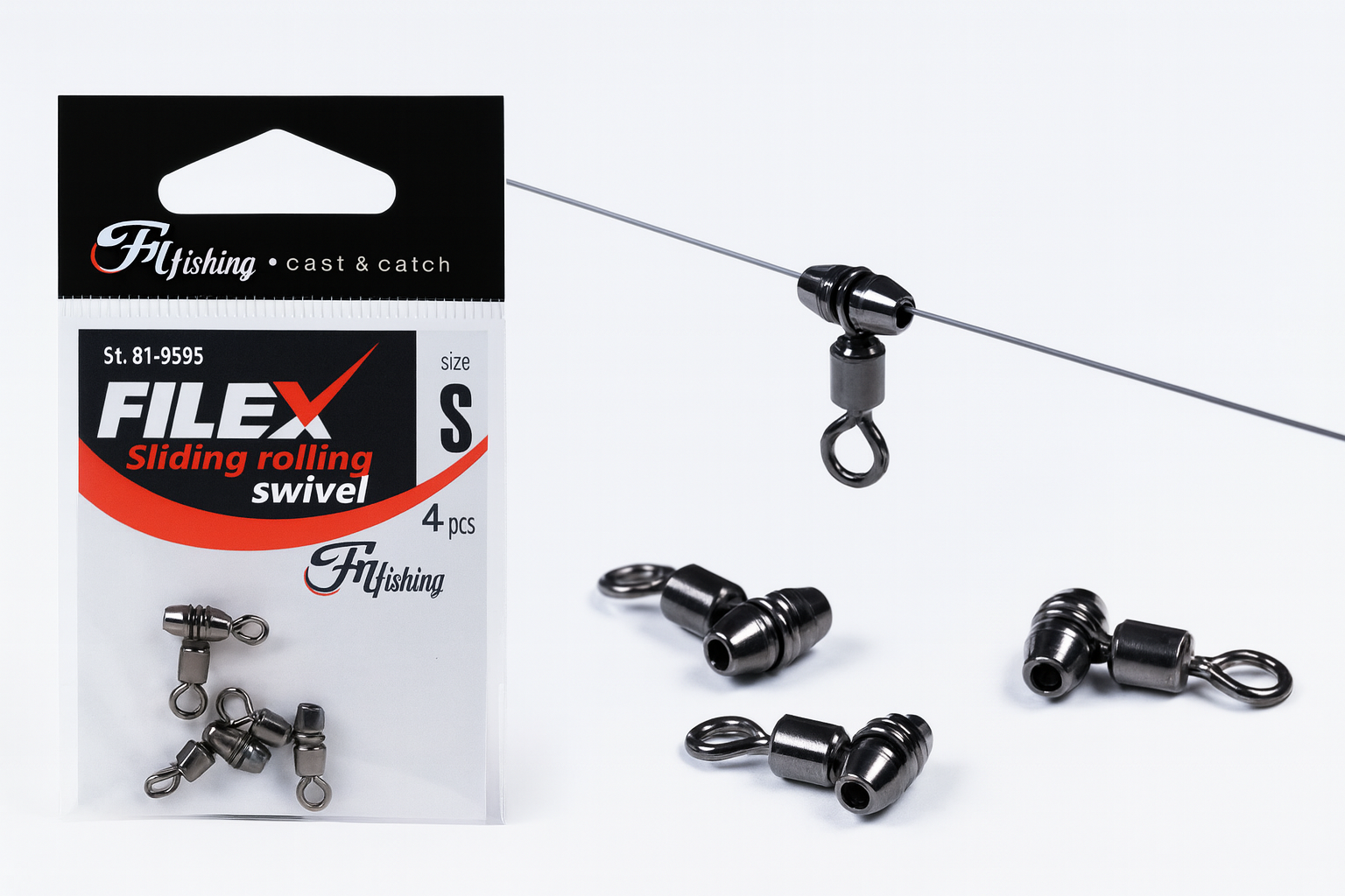 Filfishing Sliding Rolling Swivel 4 gab./iepakojumā.