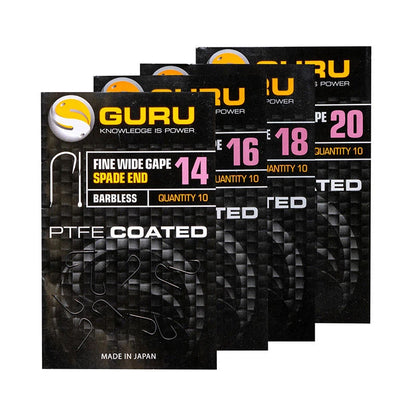 Āķi Guru Fine Wide Gape Spade End Barbless Hooks