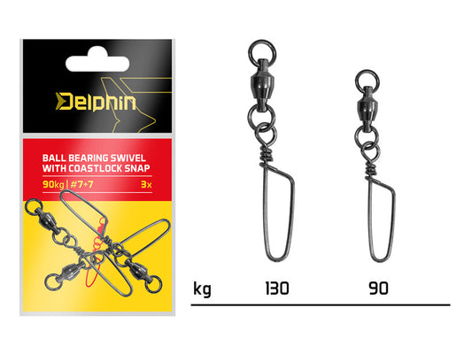 Karabīne Delphin Ball bearing swivel with coastlock snap