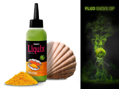 Likvīds Delphin Fluo dip D SNAX LiquiX Mussel Spice