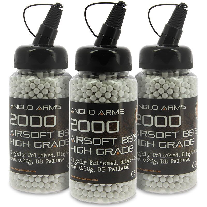 Anglo Arms AIrsoft bumbiņas 2000gab, 0.20g Polished BB's in Speedloader Produkts