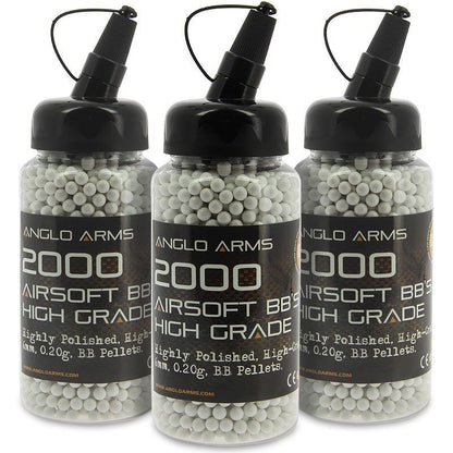 Anglo Arms AIrsoft bumbiņas 2000gab, 0.20g Polished BB's in Speedloader Produkts
