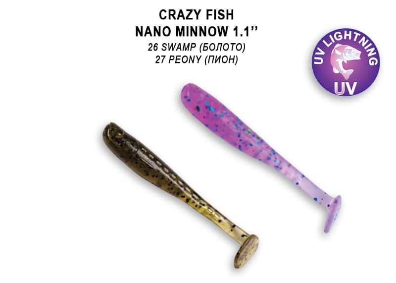 Silikona Mānekļi Crazy Fish NANO MINNOW 1.1"