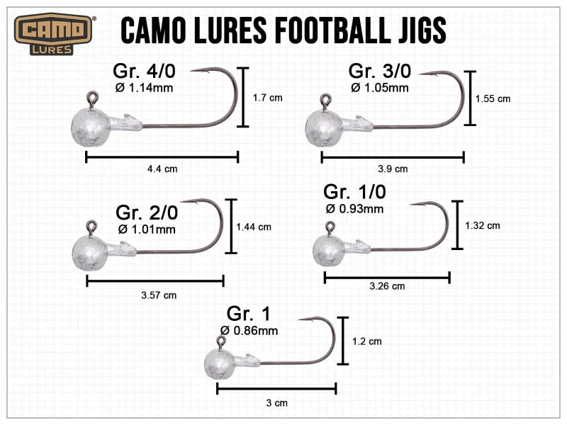 Džiggalva CAMO LURES Football-Jigs #2/0