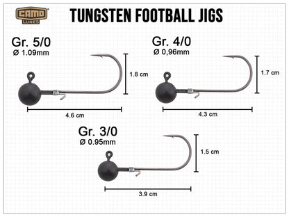 Volframa džiggalva CAMO Tungsten Football Jigs 3/0