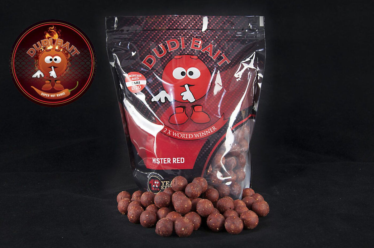 Dudi Baits Boilas Dudi Bait "Mister Red Super Hot" Tari Produkts