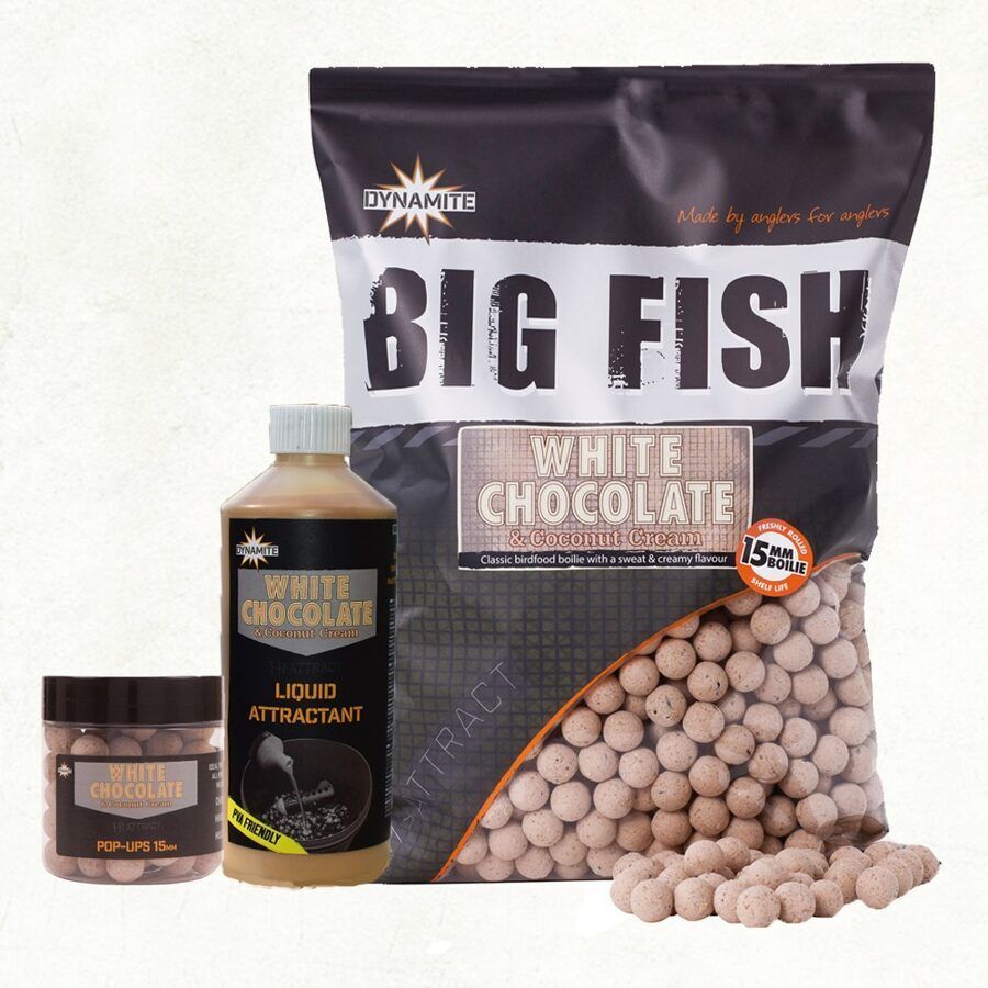 Dynamite Baits Boilas Dynamite 15mm White Chocolate & Coconut Cream Boilies 1kg Produkts