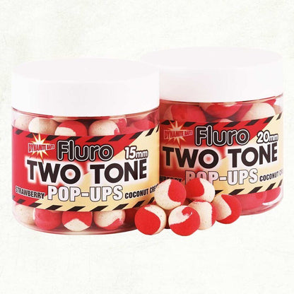 Plaukiantys boiliai Pop Up Dynamite Two Tone Fluro Strawberry & Coconut Cream 15 mm