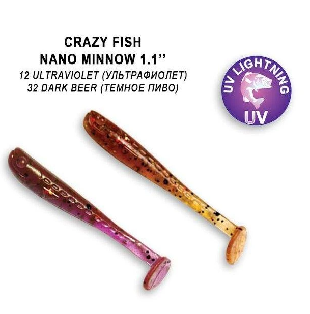 Silikona Mānekļi Crazy Fish NANO MINNOW 1.1"