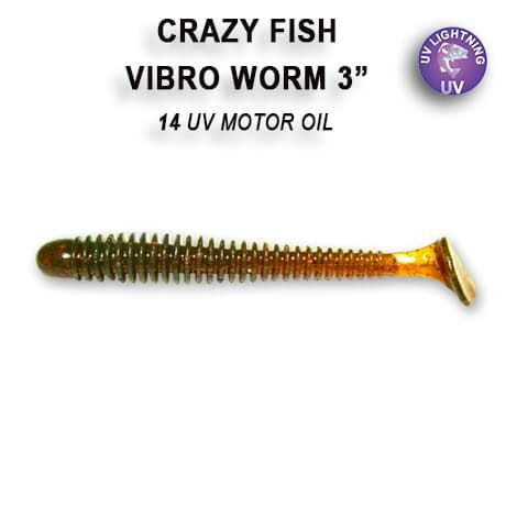 SIlikona Mānekļi Crazy Fish Vibro Worm 75 mm