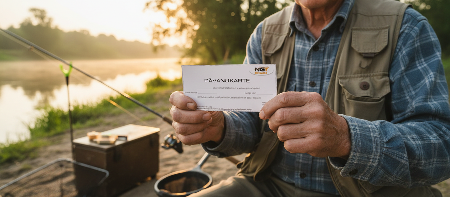 Gift card in fisherman's hands