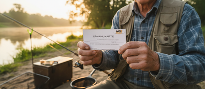 Gift card in fisherman's hands