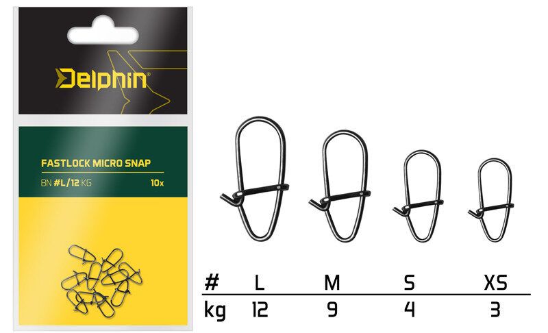 Karabīnes Delphin Fastlock micro snap / 10pcs