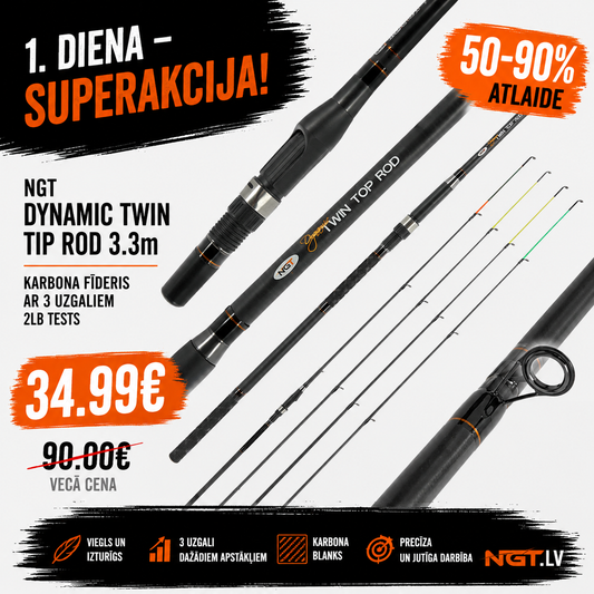 NGT Dynamic Twin Tip rod | 3.3 m | 2 lb. karbona vieglais fīderis