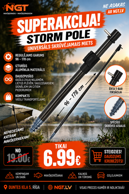 Mietiņš NGT 38" Power Bore Aluminium Storm Pole with T Bar 97-178cm Statīviem, signalizatoriem, teltīm, lietussargiem