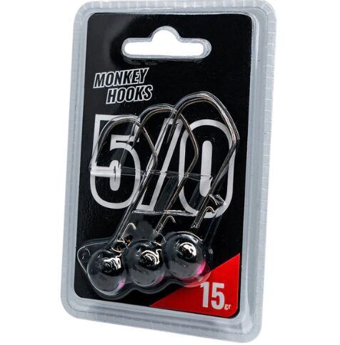 Monkey Lures Džiggalvas Monkey Hooks 5/0 Black - Pink Produkts