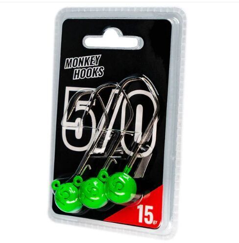 Monkey Lures Džiggalvas Monkey Hooks 5/0 Green - White Produkts