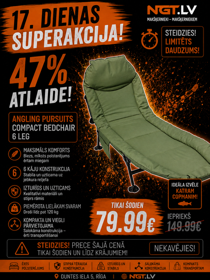 Gulta Angling Pursuits Compact Bed Chair - 6 Leg