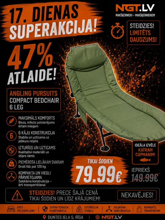 Gulta Angling Pursuits Compact Bed Chair - 6 Leg