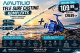Tālmešanas komplekts butēm Mistrall Nautilio Tele Surf Casting 4.50m 100-250g + NGT Oceancast 90