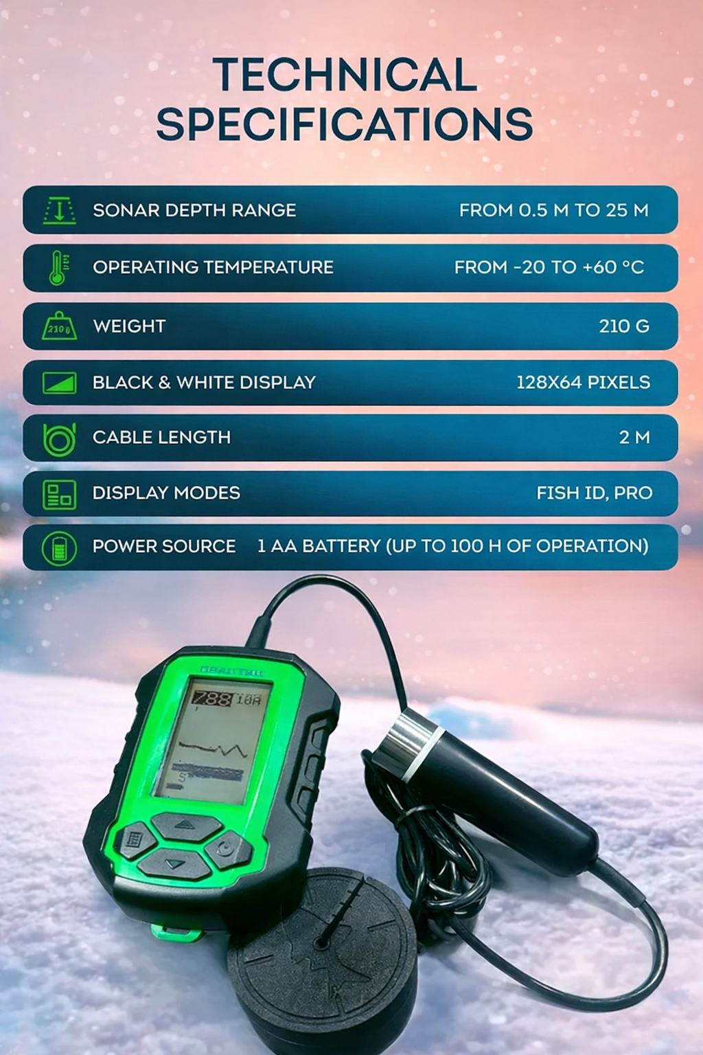 Ziemas Eholote PRAKTIK 5 Multi-Language