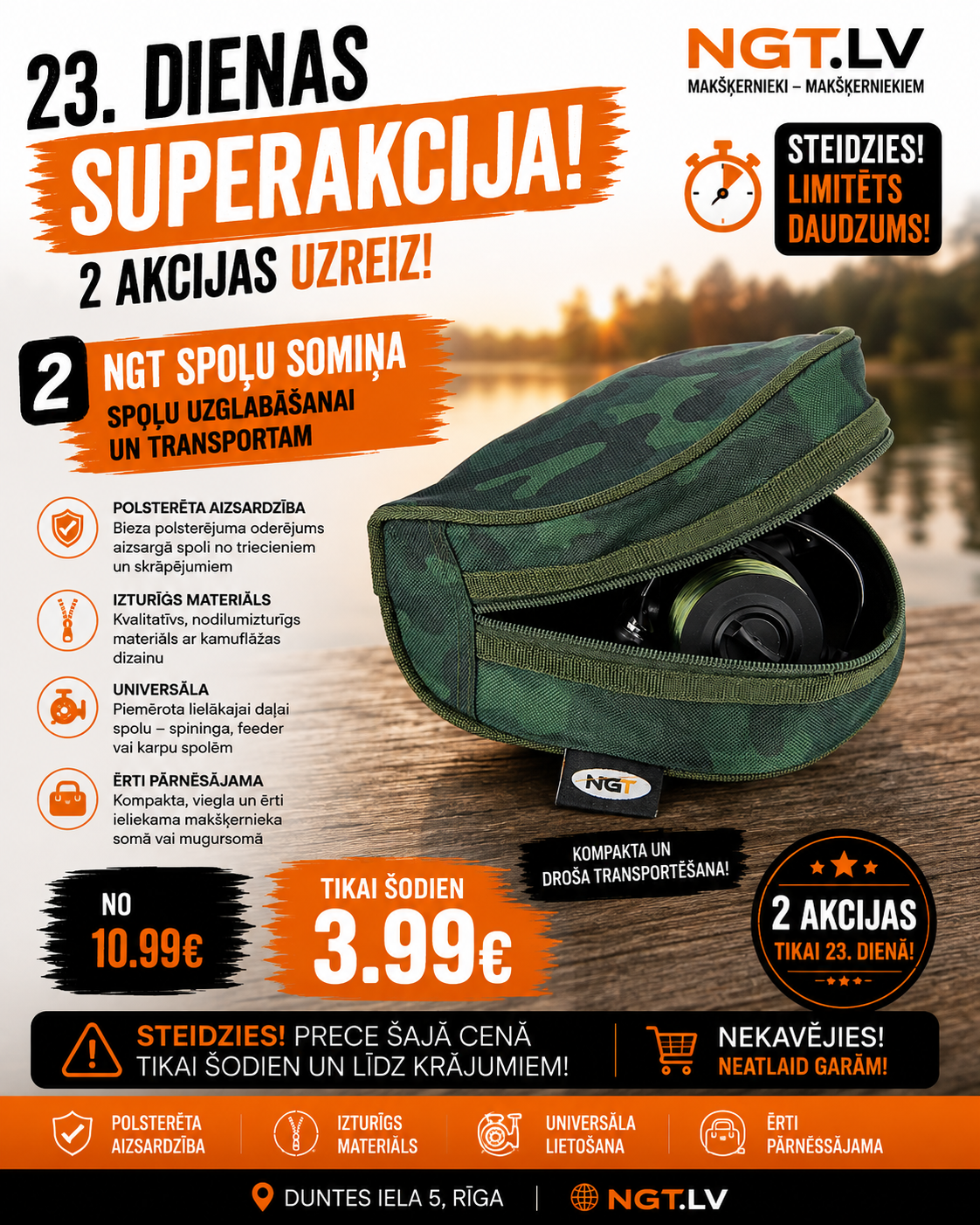 NGT Standard Reel Case Camo Spoļu transporta un uzglabāšanas somiņa