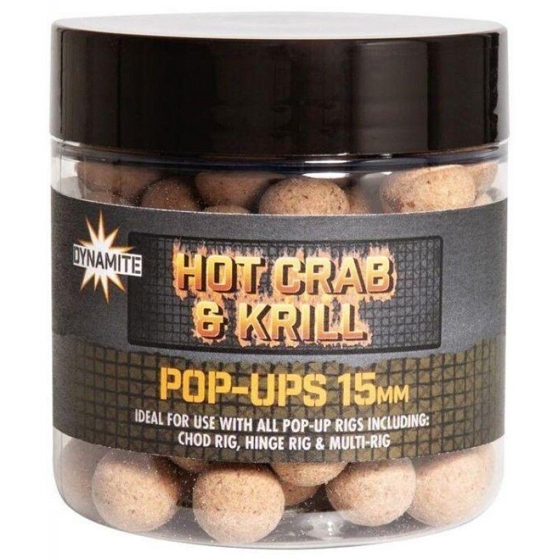 Dynamite 15mm Hot Crab & Krill Foodbait Pop-ups, Asā Krabja un Krila Pop up