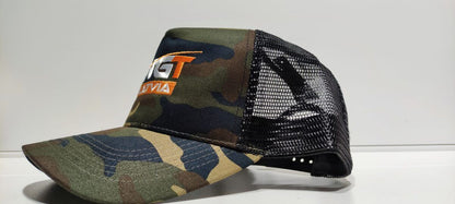 NGT Latvia LOGO kamuflāžas cepure ar sietu, Camo trucker cap